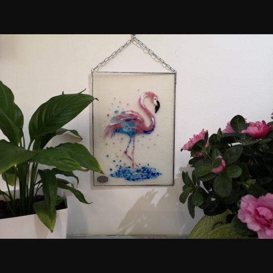 Obrazek Pelikana malowany pudrem szklanym